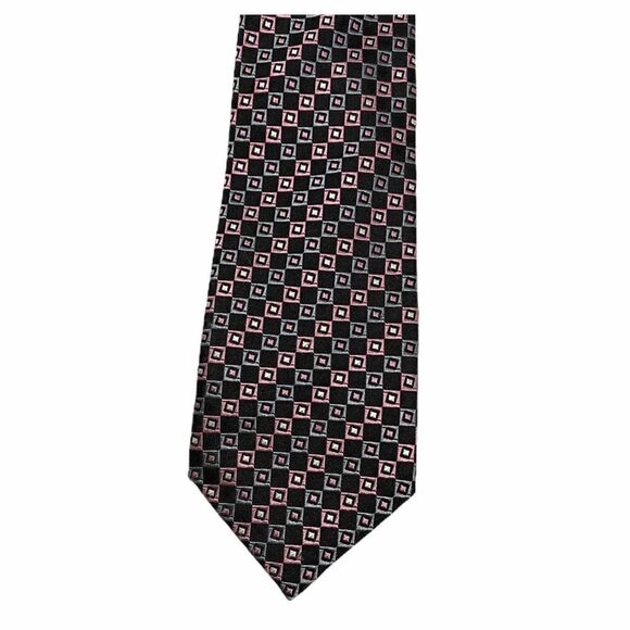 Croft &‎ Barrow Geometric Silk Tie Pink Black Gray - Picture 1 of 5